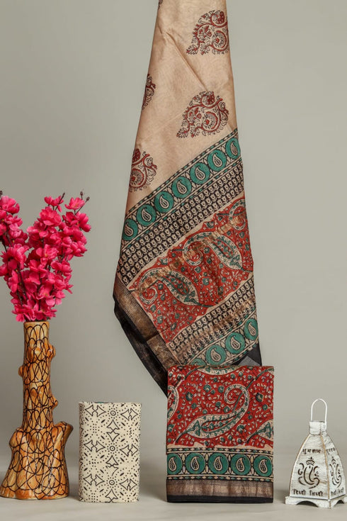 Paisley Print Maheshwari Silk Suit Set (MSL33)